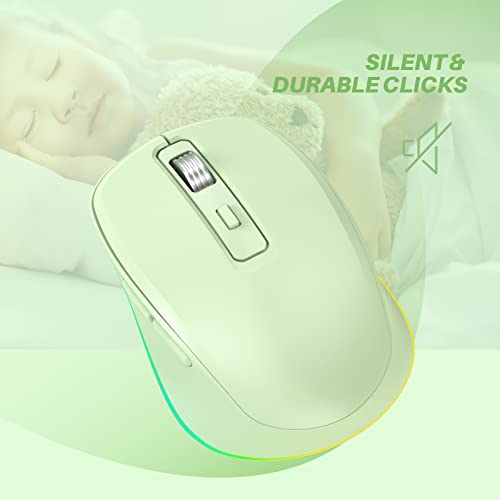 CIDOO Built-in Jiggler Mover 2.4G Wireless Rechargeable Mouse, Undetectable Automatic Mouse Mover, Keep Computer Awake Mouse with LED Lighting & USB Receiver for Computer/Laptop/Desktop, Green - Image 6