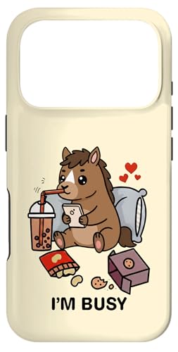 Funny Horse Im Busy Boba eB[ XibN  j̎q ̎q LbY X}zP[X iPhone 17 Pro p