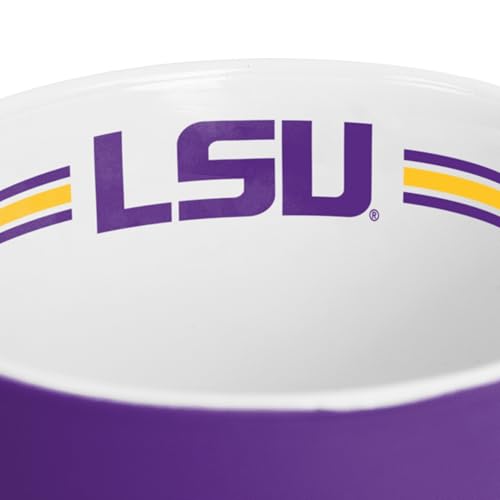 Image of Logo Brands NCAA LSU Tigers 15 oz Stripe Coffee Mug - Vintage Team Logo, Inside Print & Stripes, Microwave & Dishwasher Safe- Great Gift For Fans & Alumni