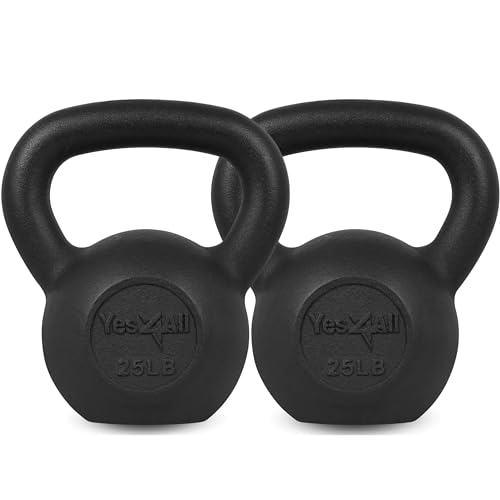 Yes4All 25LB Cast Iron Kettlebell Set of 2