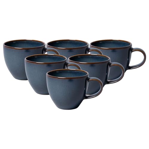 Villeroy & Boch like. by Crafted Denim Espressotassen 6er Set, 60 ml, Tassen mit Reaktivglasur, Premium Porzellan, Blau
