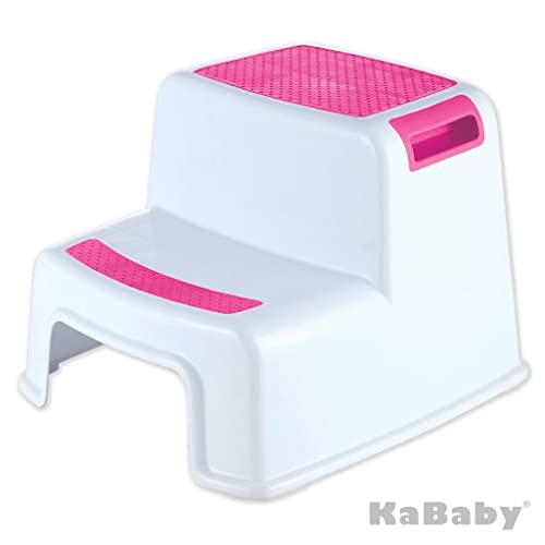 Banquinho de Banheiro 2 Degraus KaBaby Rosa, Kababy, Rosa e Branco