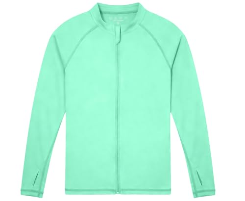 Image of Roadbox UPF 50+ Boys Zip Up Rash Guard Kids Long Sleeve Swim Shirt