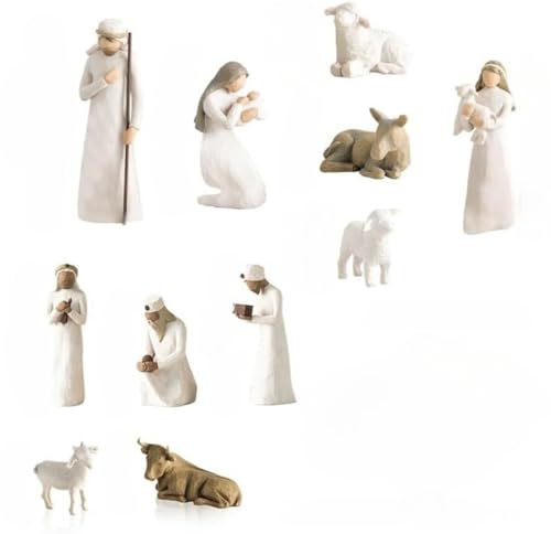 YuWangg Figuras de Natal, Nascimento Belen Natal, Nascimento Sagrada famíliaDecoração, figuras de Natal, Belen Natal, conjunto figuras presépio resina, ideal para decoração de casa ou jardim