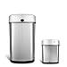 Ninestars CB-DZT-50-9/12-9 Automatic Touchless Infrared Motion Sensor Trash Can Combo Set, 13 Gal 50L & 3 Gal 12L, Stainless Steel Base (Oval, Silver/Black Lid)