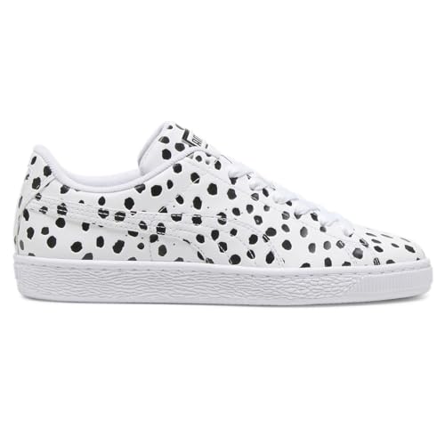 PUMA Womens Basket Dalmatian Polka Dot Lace Up Sneakers Shoes Casual - Black, White