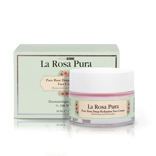 Pure Rose Deep Hydration Face Cream by Unique Touch La Rosa Pura – Moisturizer and Skin Lotion with Anti-Aging Effects – Nourishing Formula for All Skin Types – 50ml / 1.69 fl.oz