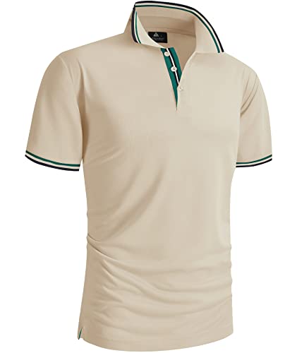 Zity Mens Polo Shirt Short Sleeve Sports Golf Tennis T-Shirt 110-Beige-Xl #TOP2
