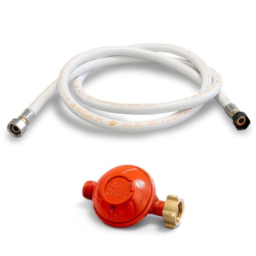 KEMPER - Kit Gaz Propane Complet : Détendeur 37 mbar à Vis et Tuyau Flexible 2m Norme NF - Connexion Sécurisée pour Bouteille 13kg, Gazinière, Plancha et...