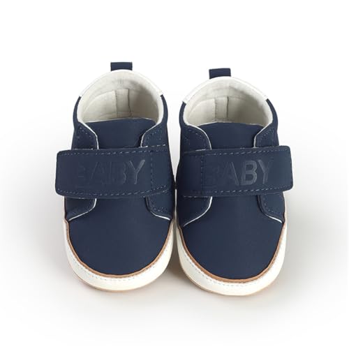 Image of HsdsBebe Baby Boys Girls Pu Leather Hard Bottom Walking Sneakers Toddler Rubber Sole First Walkers Infant Cartoon Slippers Crib Shoes