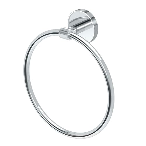 Image of Gatco 5552 Sky Towel Ring | Modern Hand Towel Holder for Bathroom | Stylish Decorative Hardware, Heavy Duty Metal, EZ Ancor Mounting | Chrome