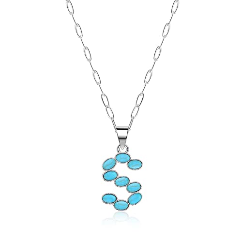Benbiyo Western Turquoise Initial Necklace Letter Cowgirl Bohemian A-Z Hippie Boho Turquoise Stones Pendant Necklace For Women Girls (S) #TOP3