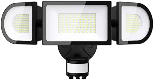 Onforu 100W LED Security Lights Motion Sensor Light Outdoor, 9000lm Super Bright Flood Light Motion Detector with 3 Head, IP65 Waterproof Exterior Floodlight, 6000K Wall Light for Entryway, Garage