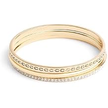 COACH, Womens, Signature Quilted Heart Bangle Set, Crystal/Gold, One Size