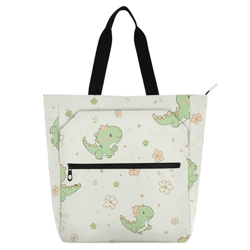 Sac d'épicerie réutilisable dinosaure sac de cours zippé pour étudiant et adulte