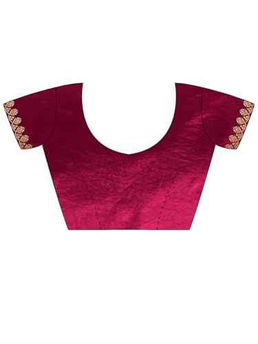 Image of AKHILAM Women's Shimmer Tissue Embroidered Saree With Unstitched Blouse Piece