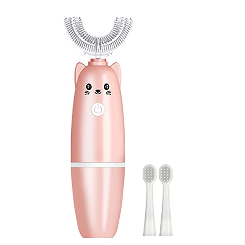 Washranp Cepillo de dientes eléctrico ultrasónico para niños, cepillo de dientes ultrasónico en forma de U, cepillo de dientes ultrasónico de limpieza profunda, cepillo de dientes para niños