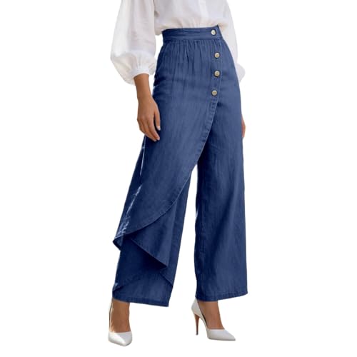 Pantalon long boutons unie femme décontracté pour le bureau et sorties