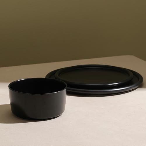 Stone Lain Eden 24-Piece Dinnerware Set Stoneware, Plates and Bowls Set, Dishwasher and Microwave Safe Dish, Dish Set for 8, Black by Stone Lain - Image 2
