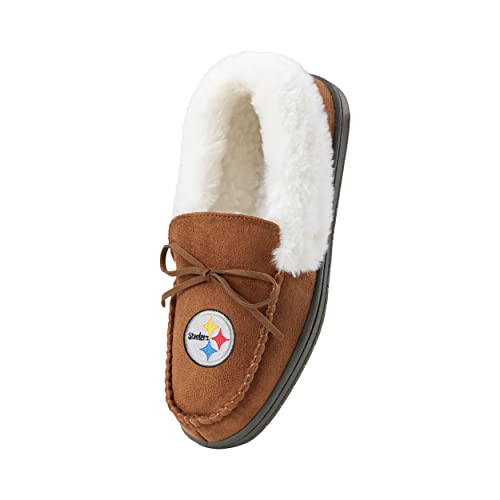 Image of FOCO Womens NFL Team Logo Tan Moccasin Slippers