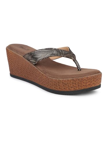 Inc.5 Women Antique-Toned Striped Embellished Wedge Heels (B0CNKN3Z51) Amazon Price History, Amazon Price Tracker