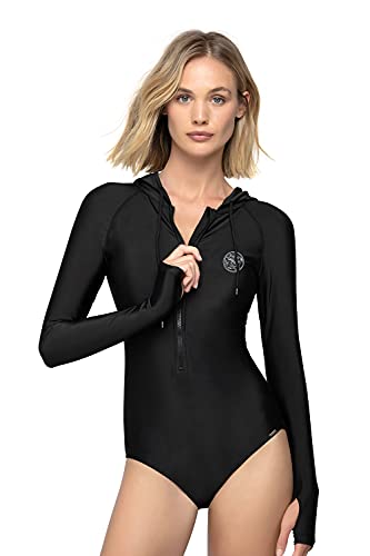 AXESEA Womens Long Sleeve Rash Guard Hooded One Piece Swimsuit Sun
