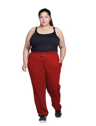 Image of Elite soul Womens Regular Fit Cotton Track Pants | Casual & Sports Trousers | Plus Size Bottoms for Lounge, Gym & Night Wear | Sizes XL, 2XL, 3XL, 4XL, 5XL