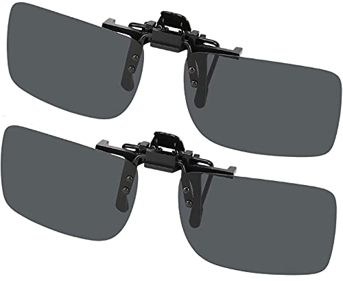 Hifot Aufsatz Clip-on Sonnenbrille 2 Pack, Polarisierte Linse Passen Über Korrekturbrillen, Flip-up Randlose Myopie Sonnenbrille für Frauen und Männer