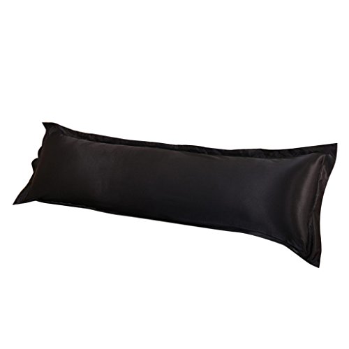 Homyl Funda Larga de Almohada de Seda Poliéster con Sensación Suave Y Cómoda para Cuerpo Cubierta de Almohada Corporal Funda Doble Funda de Belleza Adecuada, Negro 48x120cm, Individual