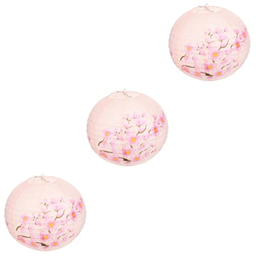 3pcs Japanese Sushi Restaurant Lantern Round Party Lanterns Folding Pink Hanging Lanterns Cherry Blossoms Chandelier Iron