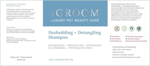 iGroom Deshedding & Detangling Hundeshampoo, luxuriöse Tierpflege, löst Verfilzungen und unerwünschte Unterwolle, verleiht Glanz und Volumen, hergestellt in USA, 3.8l