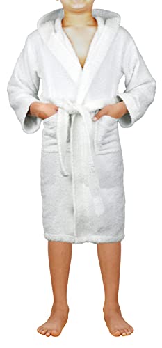 Skylinewears Kids Robe Hooded Soft Terry Cloth 100% Cotton Kid’s Boys & Girls Unisex Hooded Bathrobe