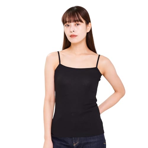 [ベイシア] SARADEO COTTON＋ キャミソール さらさら素材 爽やか速乾 柔らか インナー レディース 冷感インナー 汗取りインナー 汗取り インナーキャミソール キャミソールインナー インナーレディース 脇汗 ブラック LLの商品画像（Amazon）