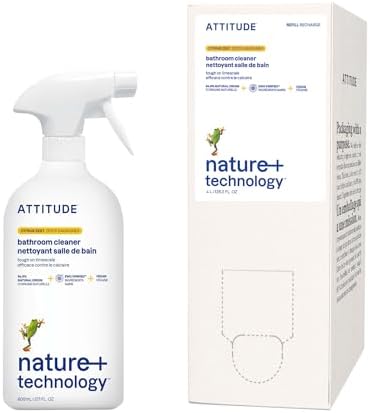 Bundle of ATTITUDE Nature +, Hypoallergenic All Purpose Bathroom Cleaner, Citrus Zest 27.1 Fl Oz + Bulk Refill 135.26 Fl Oz