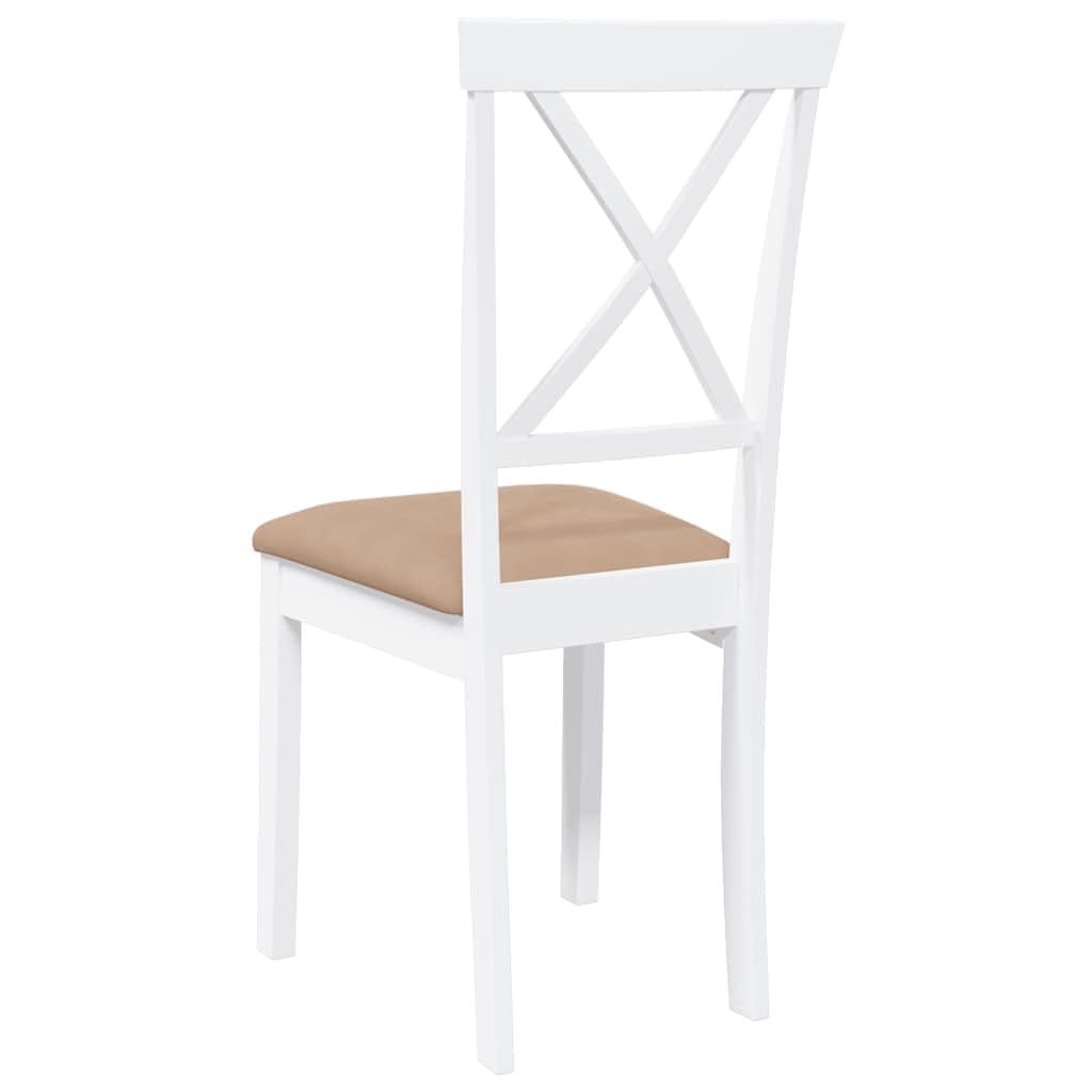 Sillas de comedor con cojín 2 uds. Árbol de caucho de madera maciza blanco, diseño ergonómico con respaldo cómodo para sentarse durante mucho tiempo, resistente a los golpes y duradero