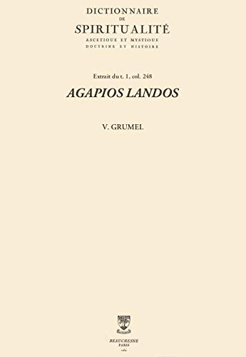 Amazon Com Agapios Landos Dictionnaire De Spiritualite French Edition Ebook V Grumel Kindle Store