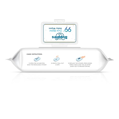 Image of Amazon Brand - Supples 99% Pure Water Baby Wipes (With Lid) | 144 Count (72x2) | Unscented Wet Wipes for Newborn Baby | Soft, Hypoallergenic & Dermatologically Tested | Alcohol & Paraben Free