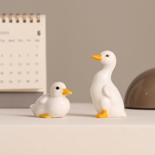 Estatuilla decorativa de cerámica en forma de pato, set de 2 miniatura 4