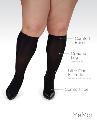 Image of MeMoi 2 Pack Opaque Knee Highs for Women, Microfiber Knee High Socks, Comfortable Knee High Stockings - Sizes 1X-4X