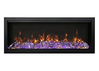 Amantii SYM-74-XT-BESPOKE Symmetry Extra Tall Bespoke 74-inch Indoor/Outdoor Electric Fireplace with Remote, Trim, ICE Media, and WiFi/Bluetooth Speaker