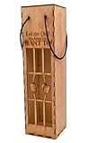 Wine Jail Gift Box (Pecan Stained) Hilarious Hostess Gift Fits 750ml Bottle Laser Cut Baltic Birch Box Housewarming or Holiday Wine Packaging Handmade Clever Wood Carrier