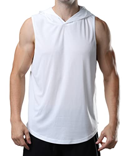 Men's Sleeveless Hoodie Quick Dry Muscle Gym Shirts Workout Hooded Tank Top2