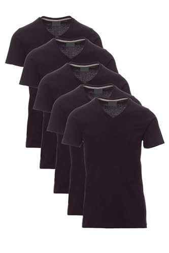 Mivaro Herren T-Shirt 5er Pack Schwarz mit V-Ausschnitt in Größe M - blickdichte Baumwollshirts für Männer - Regular Fit, vielseitig kombinierbar, ideal für Freizeit, Arbeit, Alltag und Unterziehlook