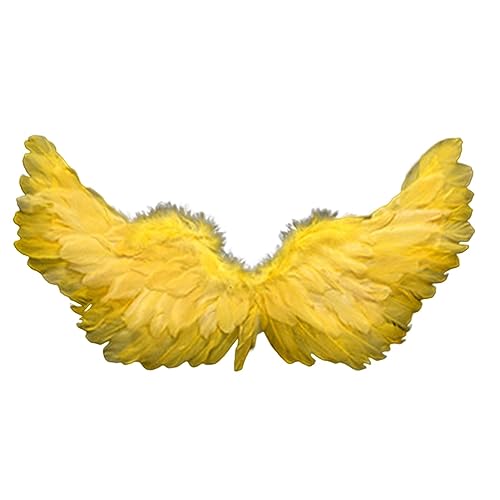 Hiborth Fairy Wings Angel Feather Wings with Elastic Straps Costume Cosplay Photography Props Halloween Supplies Yellow 23.62X7.87