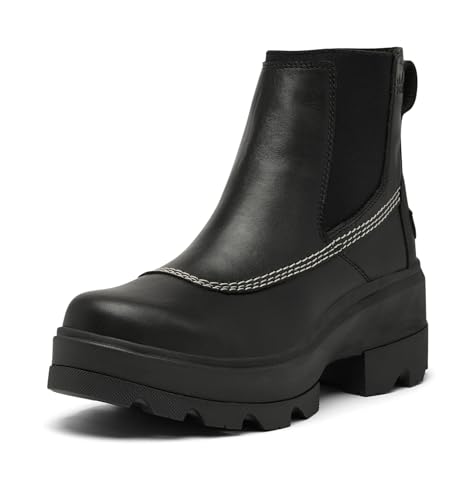 Sorel Womens Joan FRWD Chelsea Boot Black/Bleached Ceramic 7.5