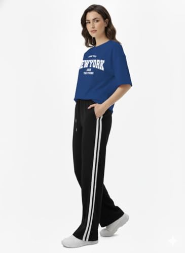 Image of EHA Women Co-ord Set for Girls | Stylish Two Piece Dress with Oversize Tshirt & High Waist Jogger|Trendy Cotton Blend Track Suit Set for Women | Casual /Travel & Lounge Wear Outfits