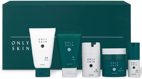 Only Skin Men's Premium Skin Care Kit, 5-Piece, Face Cleanser, Face Scrub, Eye Serum, Day & Night Moisturizer Gift Set for Men
