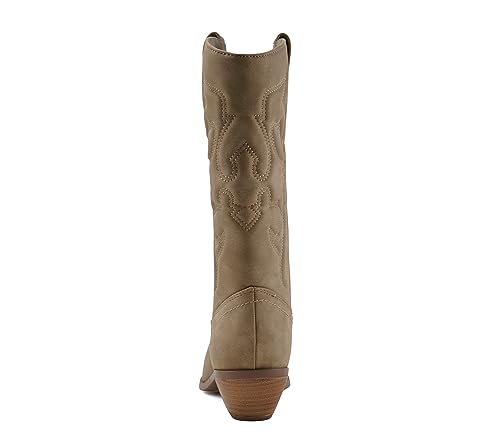 Image of Soda Women's Mug Round Toe Faux Suede Stacked Heel Western Ankle Bootie