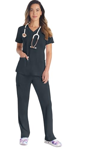 Dickies EDS Essentials Scrubs, V-Neck Womens Tops with Four-Way Stretch and Moisture Wicking Plus Size DK615, 5XL, Pewter - image 7