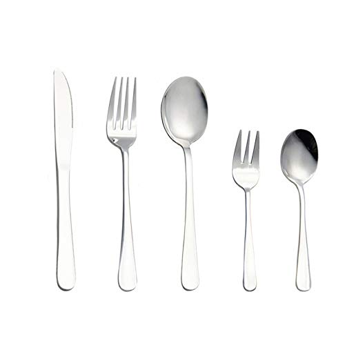 Ménagère de couverts en acier inoxydable argenté au design contemporain et épuré